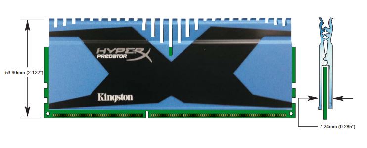 Kingston HyperX Predator 2x4GB 2800MHz Dimentions