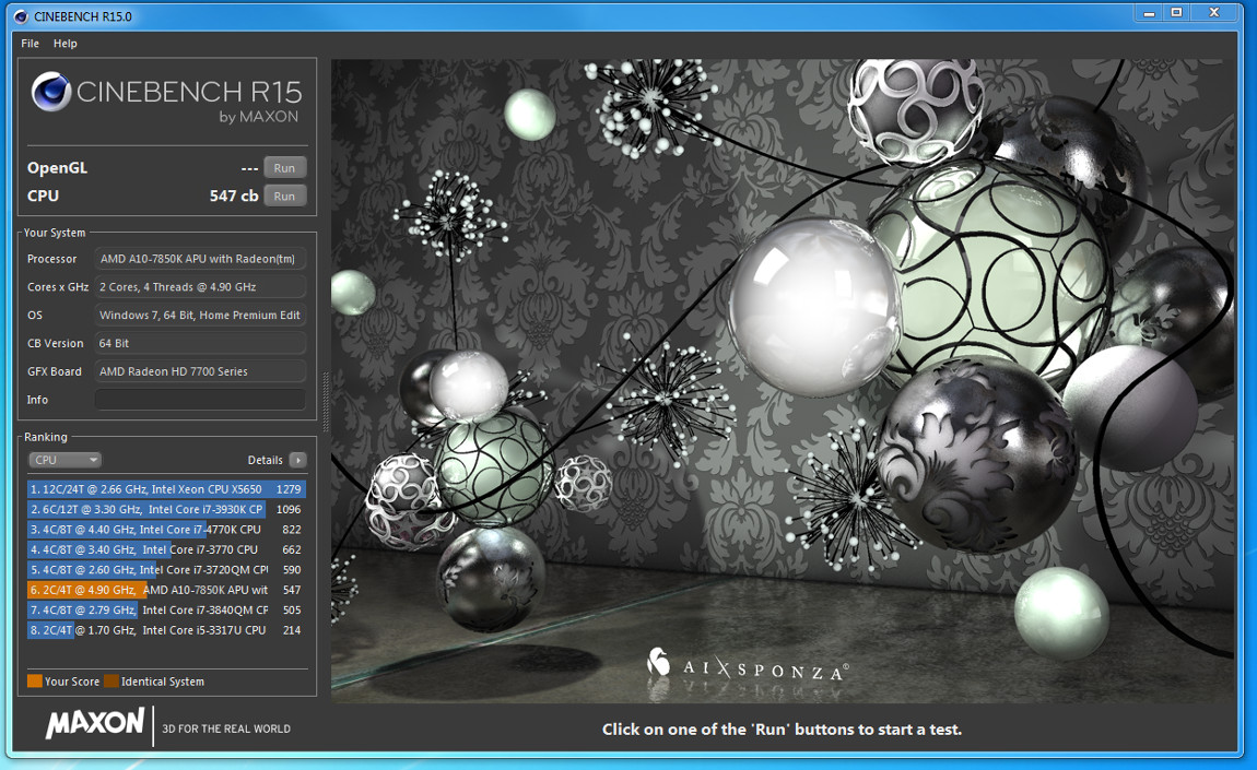 AMD A10-7850K Cinebench R15 Test Leaked