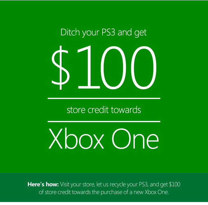 Διώξτε το PS3 σας για 100$ έκπτωση στο Xbox One