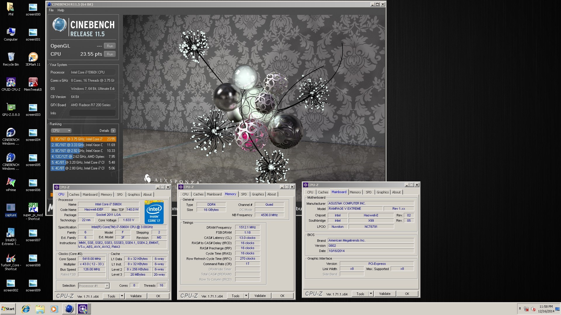 Phil's Cinebench R11.5 με τον Core i7 5960X