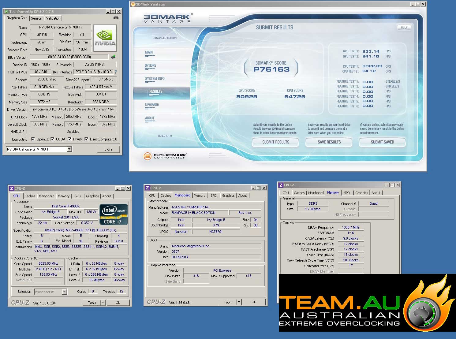 TeamAU Vantage WR με μια GTX 780 Ti