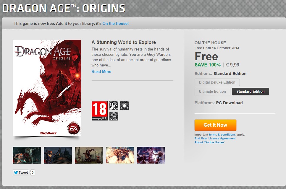 Διαθέσιμη δωρεάν η PC έκδοση του Dragon Age: Origins