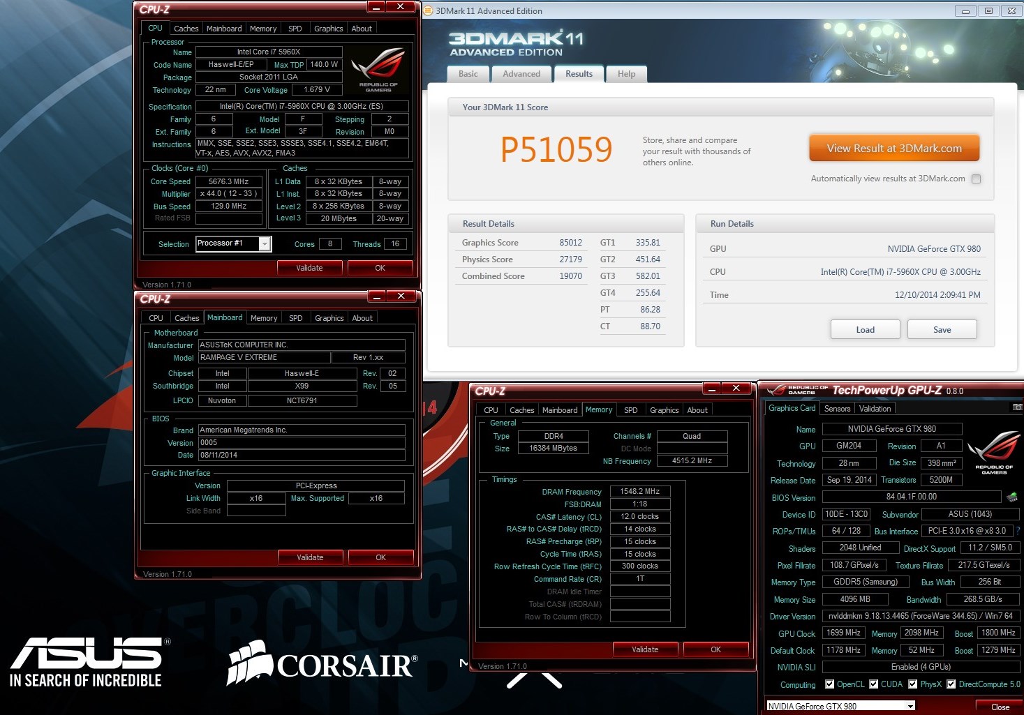 WR και στο 3DMark11 με 4x GTX 980 GPUs από τον Smoke