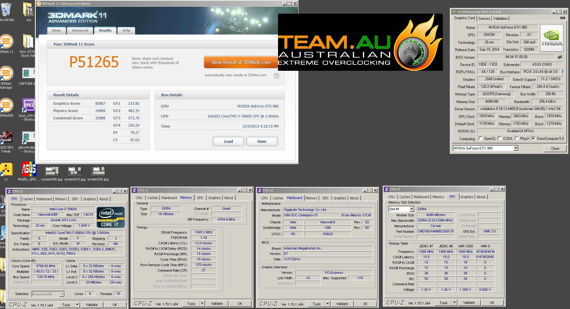 TeamAU 3DMark11 WR με 4x GeForce GTX 980