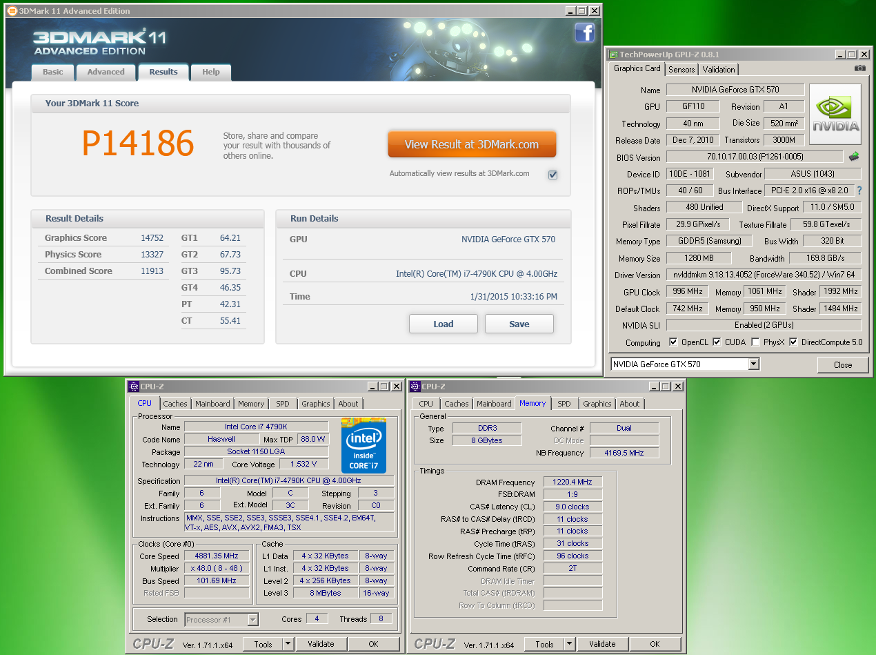 Spider220075 3DMark 11 Hardware Top Score με δύο GTX 570