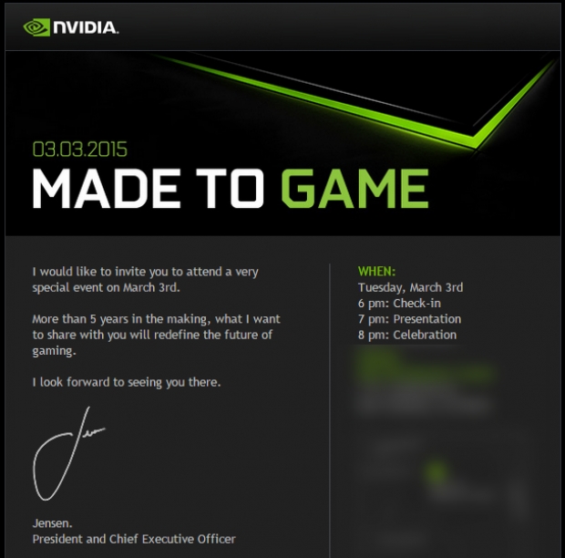 Η NVIDIA στέλνει invites για ένα event στις 3 Μαρτίου