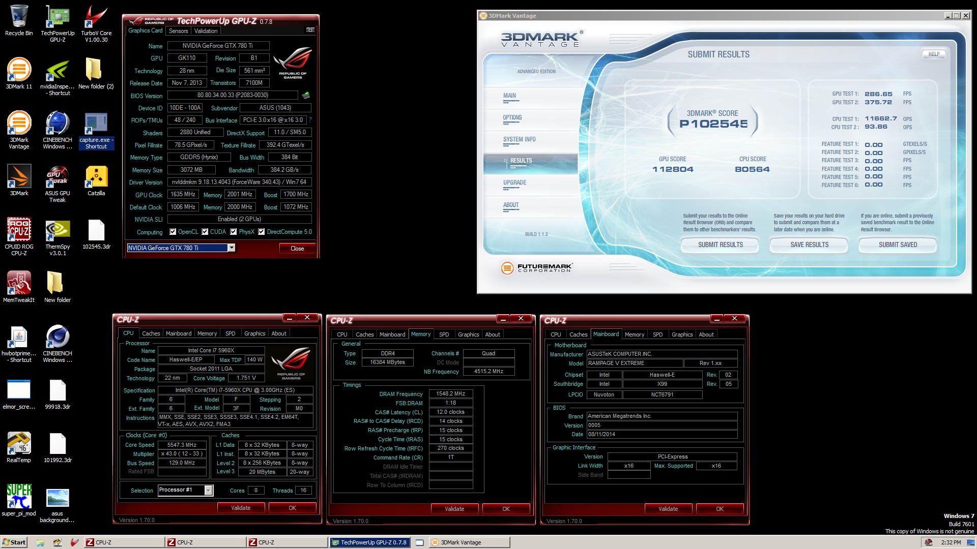 Gunslinger 3DMark Vantage με 2x GTX 780 Ti και τον 5960X