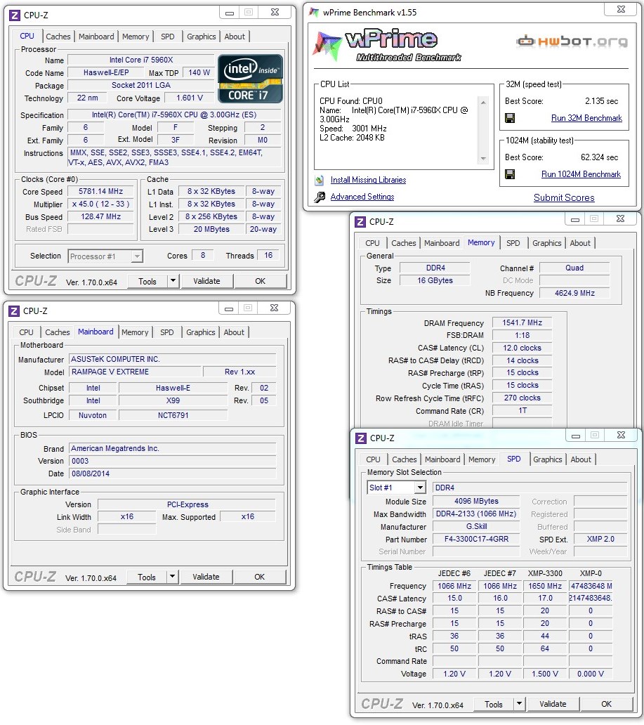 Slamms wPrime με έναν Intel Core i7 5960X