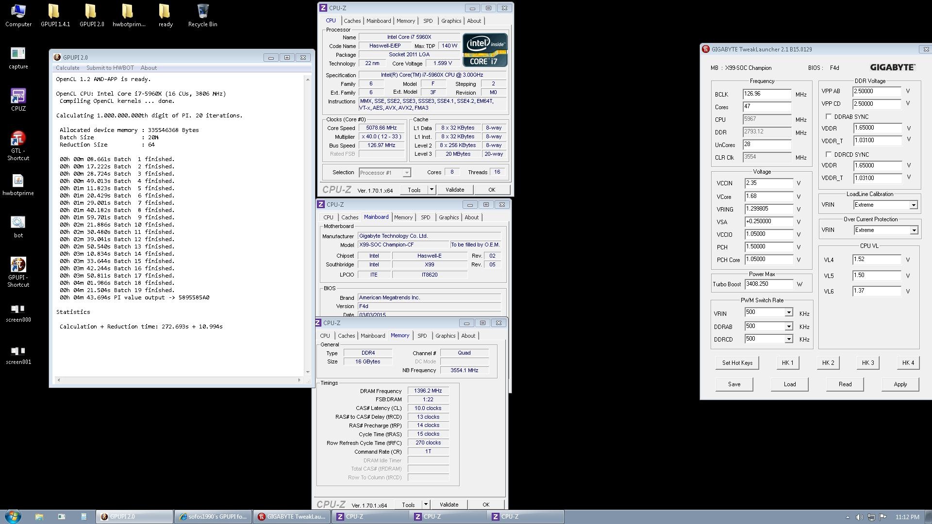 World Record του Sofos1990 στο GPUPI 1B με έναν Core i7 5960X