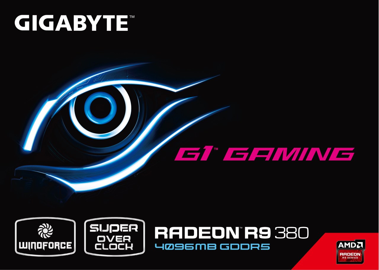 Το κουτί της GIGABYTE Radeon R9 380 G1 Gaming εμφανίζεται