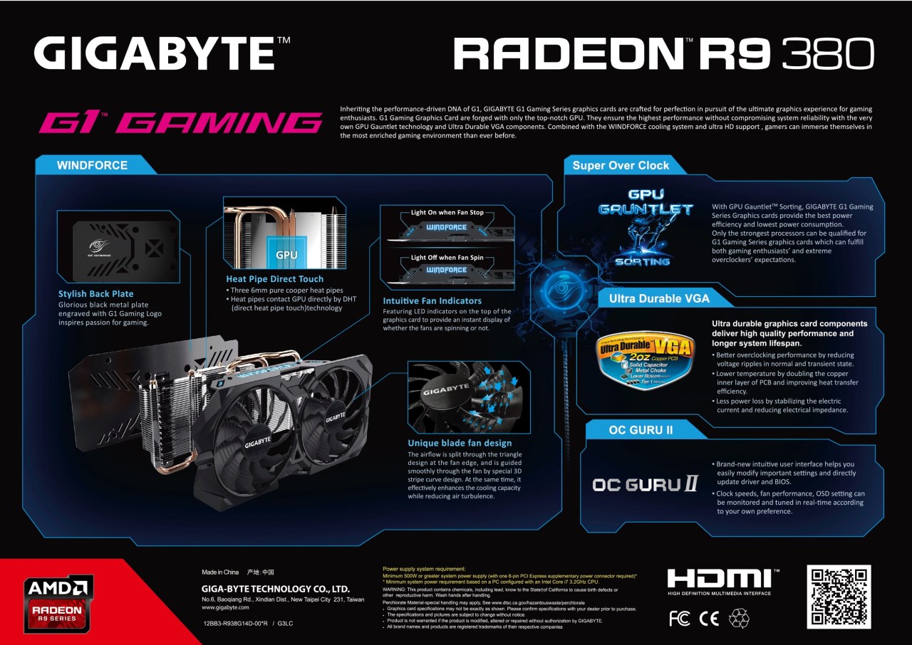 Το κουτί της GIGABYTE Radeon R9 380 G1 Gaming εμφανίζεται