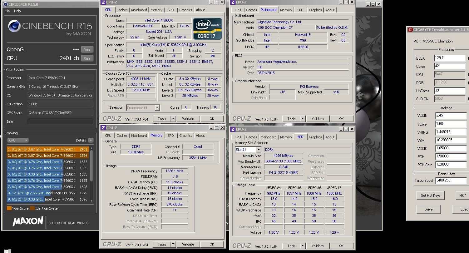 Sofos1990 Top Score στο Cinebench R15 με τον Core i7 5960X