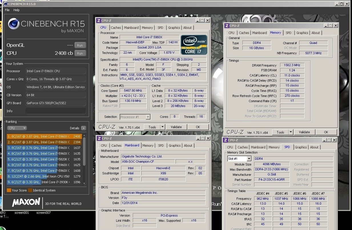 Sofos1990 Cinebench R15 Top Score με τον Core i7 5960X