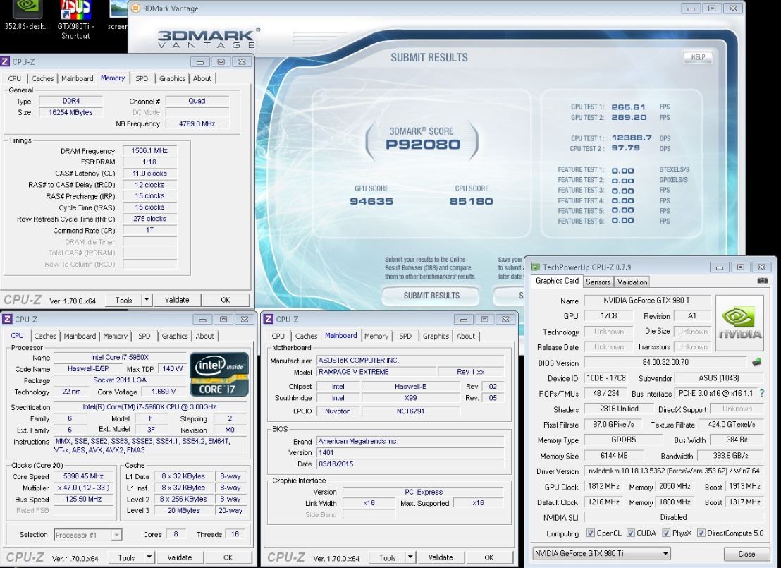 8 Pack 92080 marks στο Vantage με την GTX 980 Ti