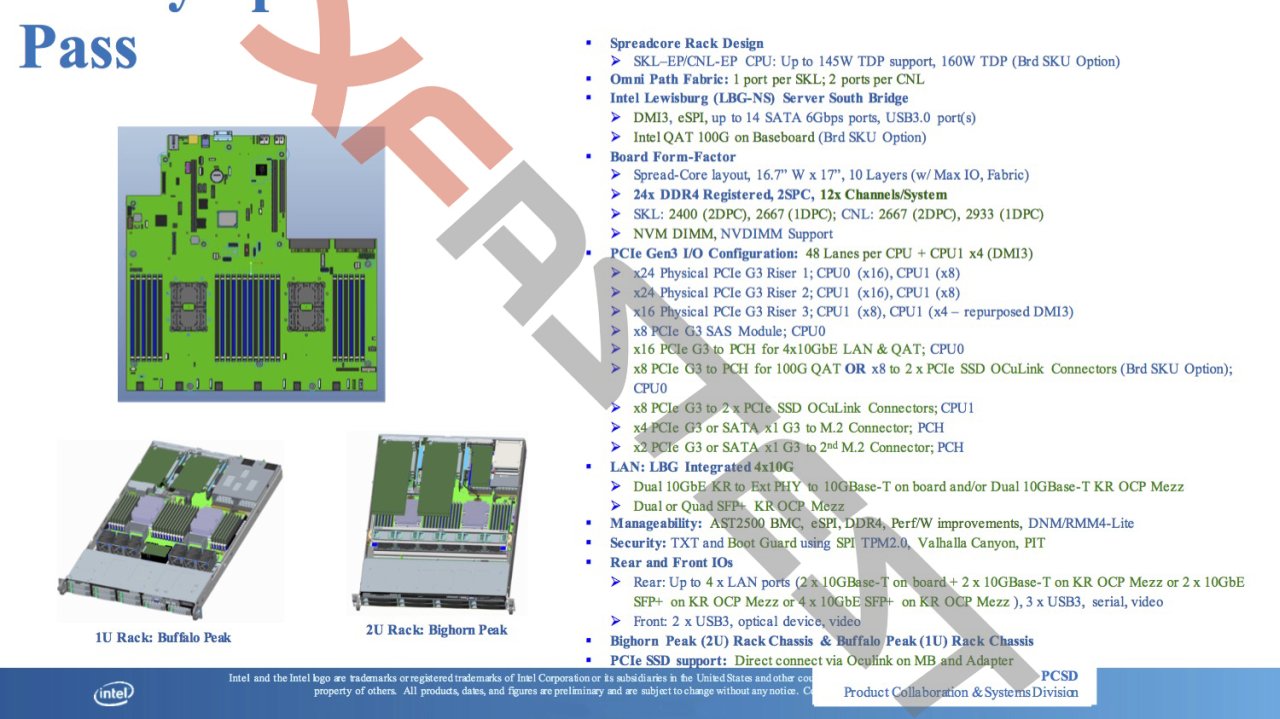 Η πλατφόρμα της Intel, Purley θα υποστηρίζει Skylake-EP και Cannonlake-EP CPUs