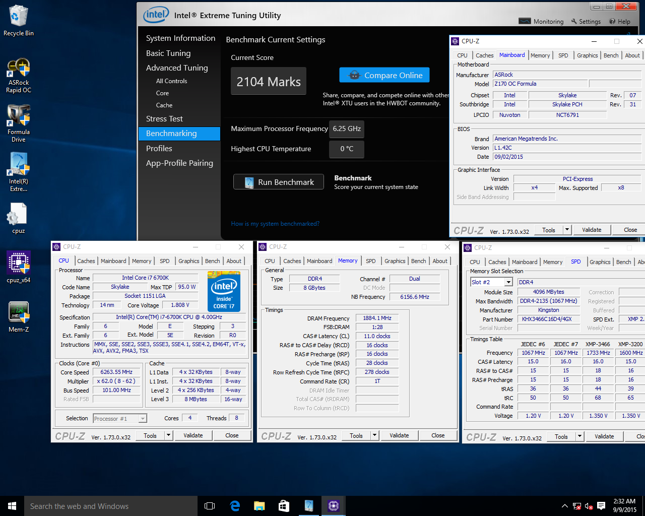 Ο Core i7 6700K αγγίζει τα 2104 marks στο Intel XTU