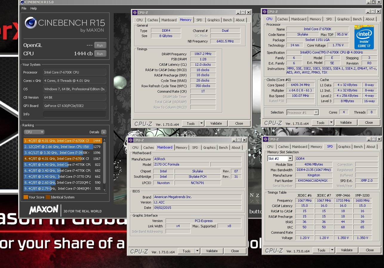 Splave: 1444cb στο Cinebench R15 με τον Core i7 6700K