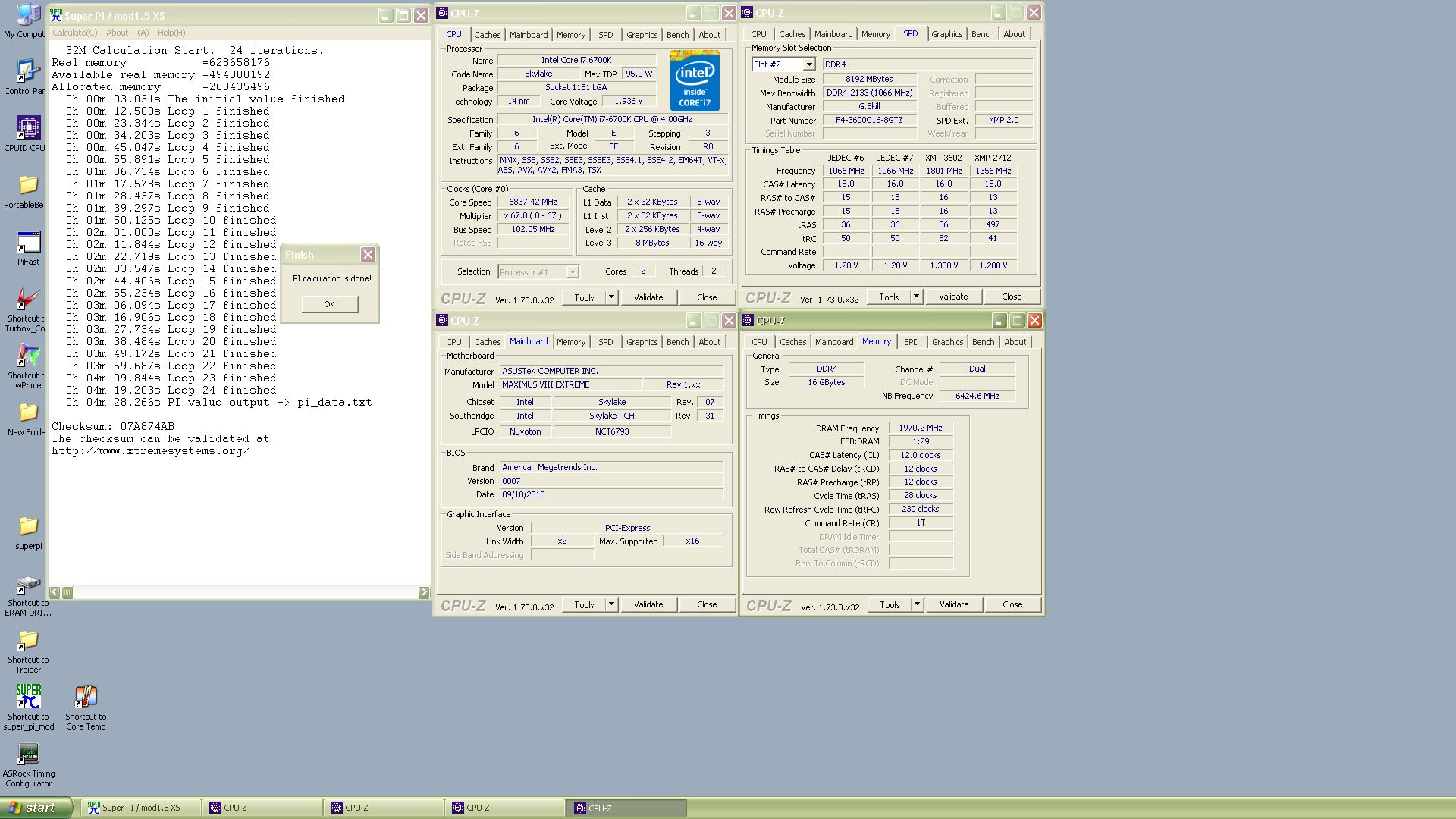 O 6700K στα 6.83GHz ολοκληρώνει το SuperPi σε κάτω από 4μιση λεπτά!