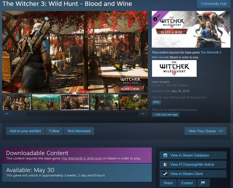 Στις 30 Μαΐου το The Witcher III Blood & Wine DLC