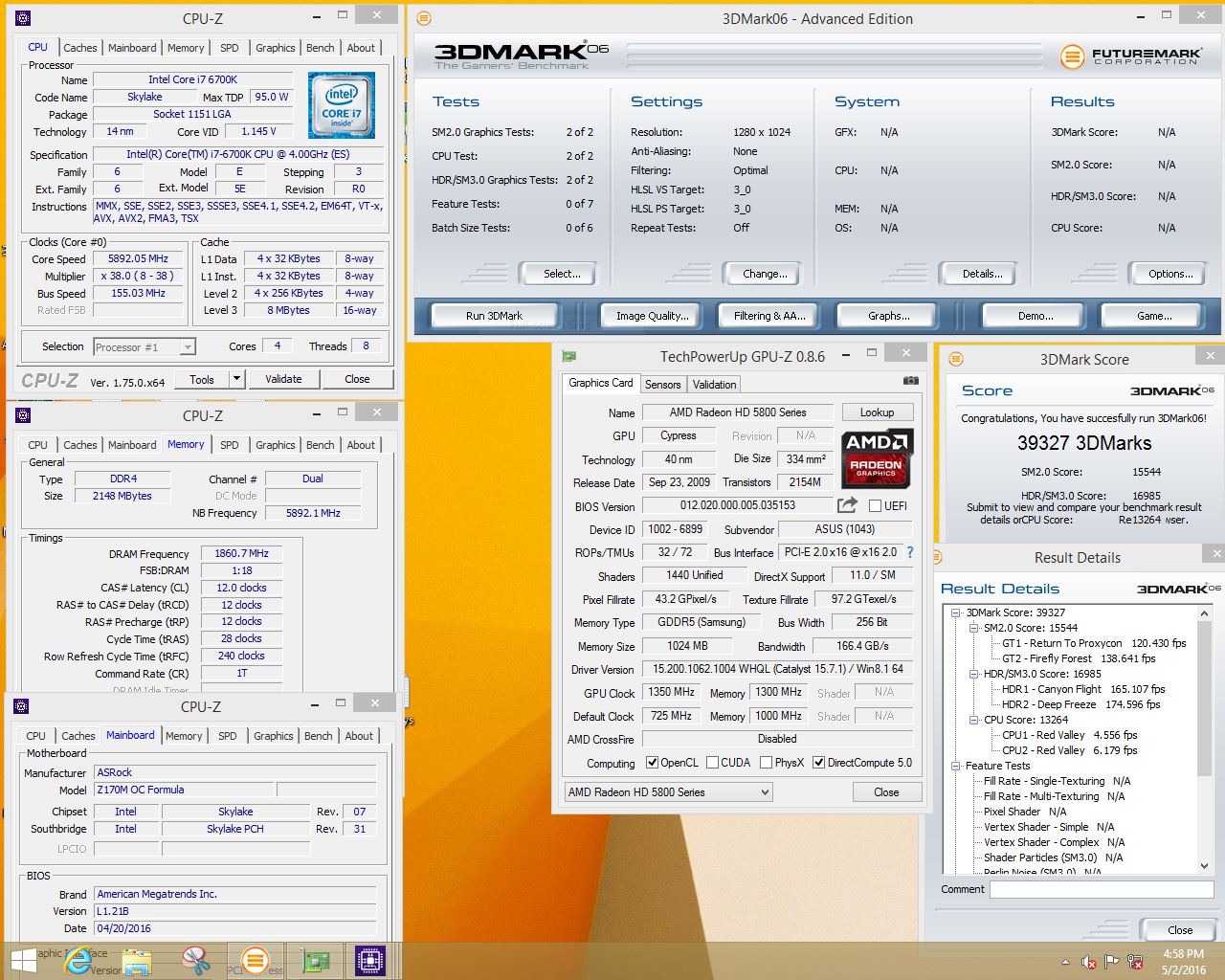 Πρωτιές της Ati HD 5850 σε 3DMark06/01 με core freq 1,350MHz