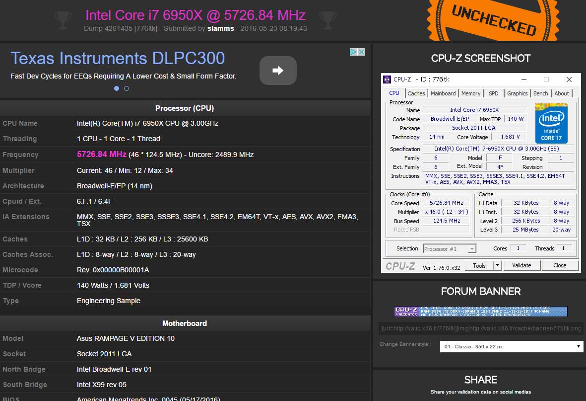 Ο Intel Core i7 6950X άγγιξε τα 5.7GHz!