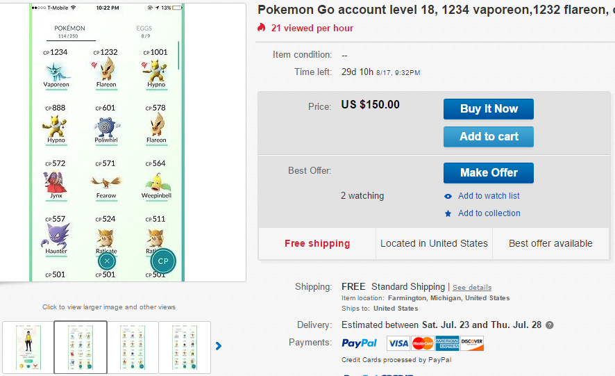 Pokemon GO Accounts εντοπίστηκαν στο eBay!